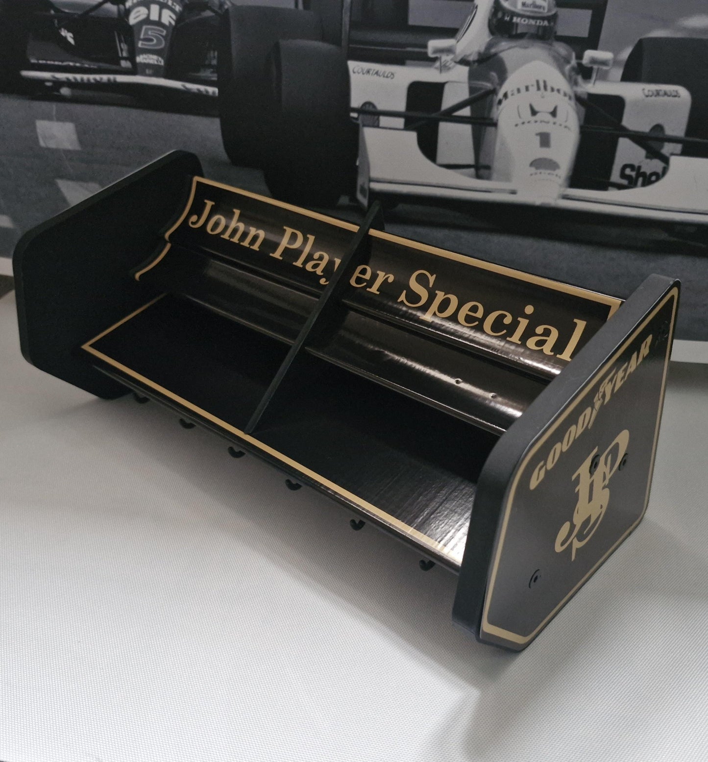 F1 Formula1 Lotus JPS John player special Senna spoiler key holder / Motorsport fan gift/ storage solution /display piece for keys /sunglass