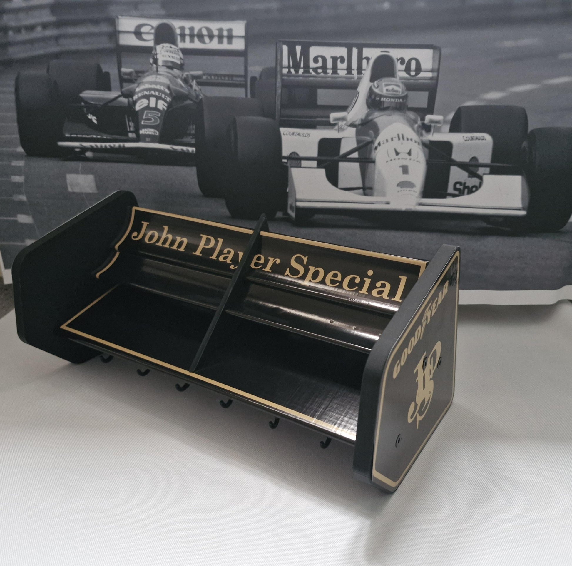 F1 Formula1 Lotus JPS John player special Senna spoiler key holder / Motorsport fan gift/ storage solution /display piece for keys /sunglass