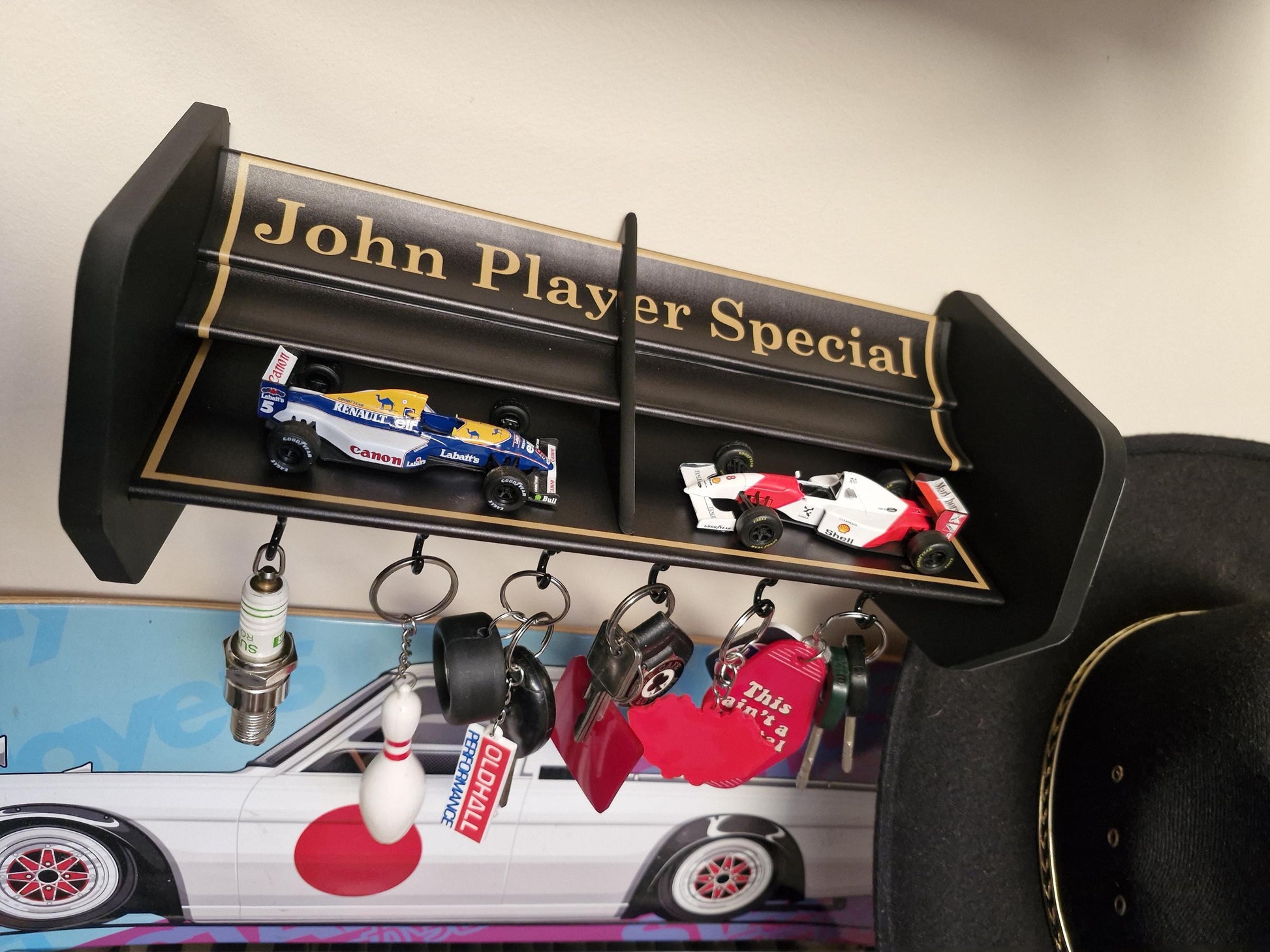 F1 Formula1 Lotus JPS John player special Senna spoiler key holder / Motorsport fan gift/ storage solution /display piece for keys /sunglass